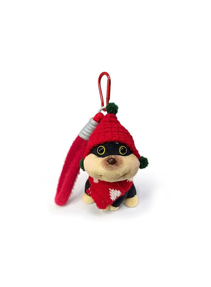 Cute Plush Doll Pendant, Bee Puppy Bag Key Pendant Bag Hanging Ornament, Funny Keychain Creative Gift (Red Hat Scarf Bee Dog) - Image 1